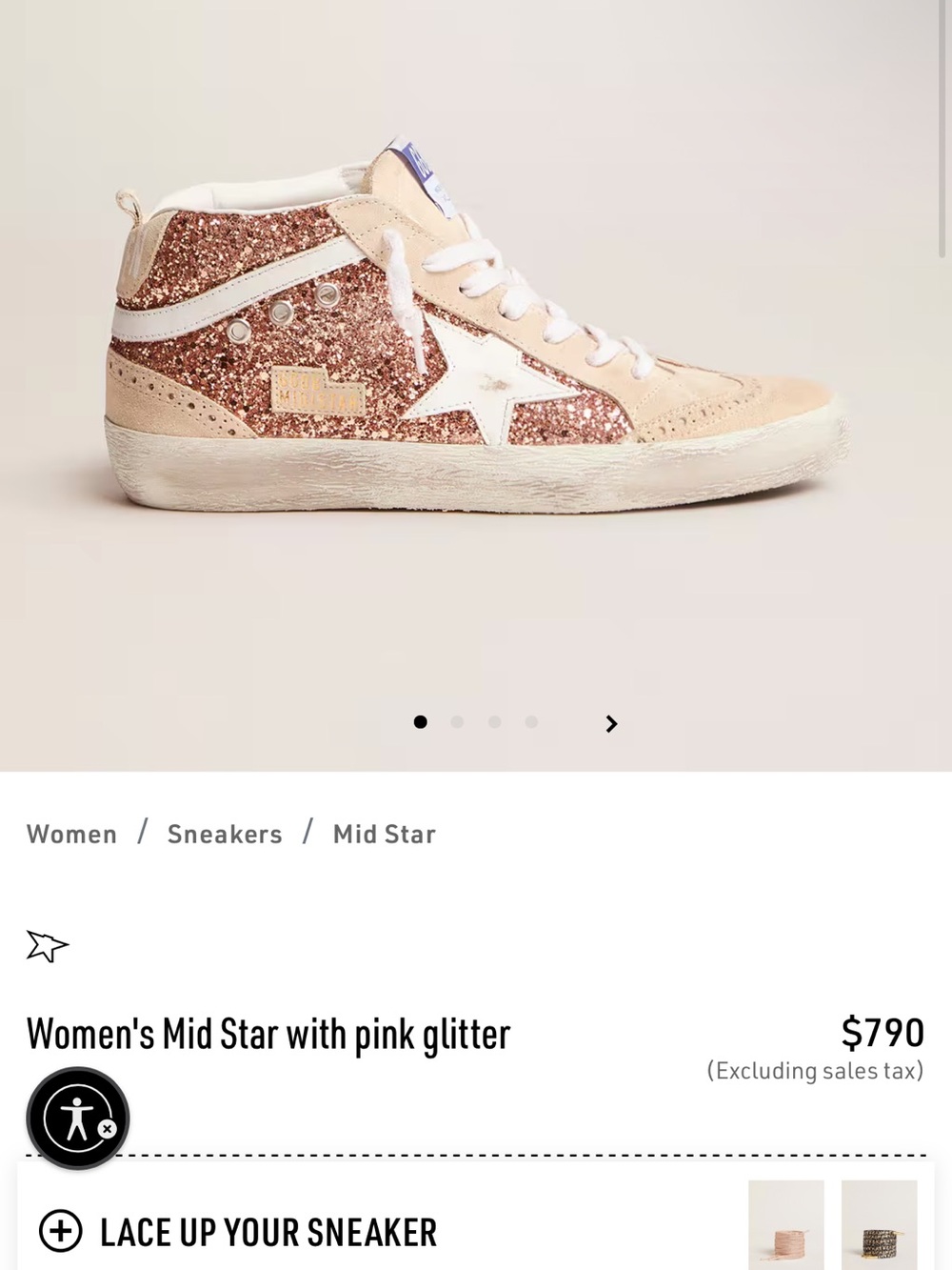 Golden Goose Mid Star Glitter Sneakers - Rose Gold & White Leather - Picture 10 of 10